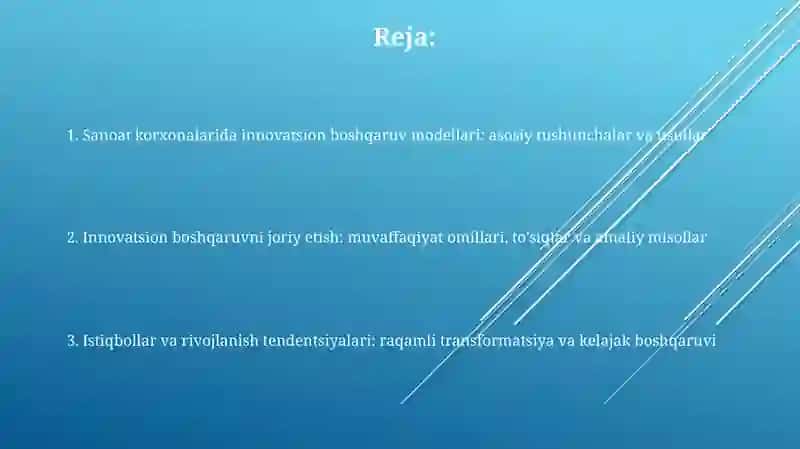 Sanoat korxonalarida boshqaruvning innovatsion modellari 2