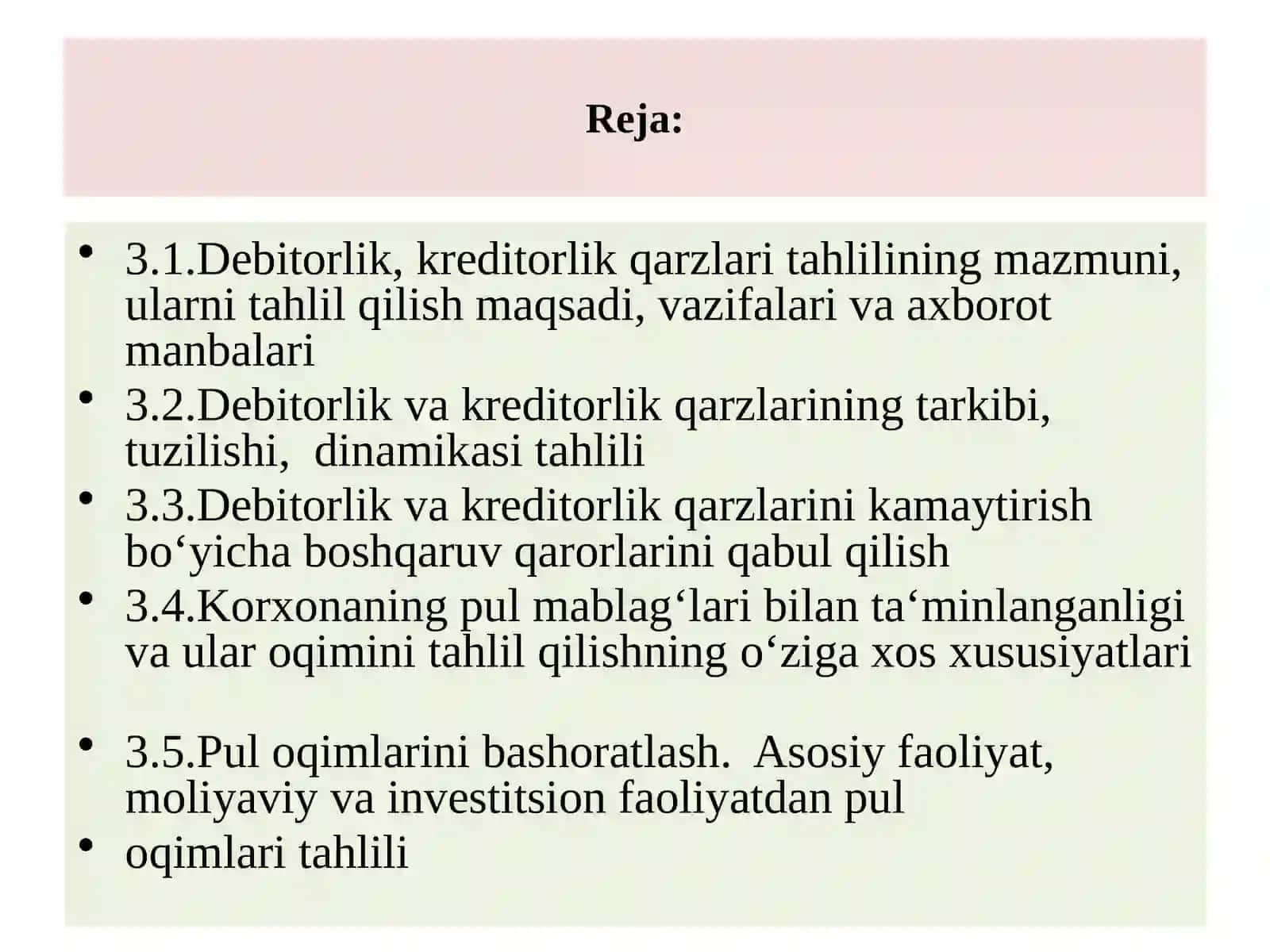 Debitorlik va Kreditorlik qarzlari tahlili 2