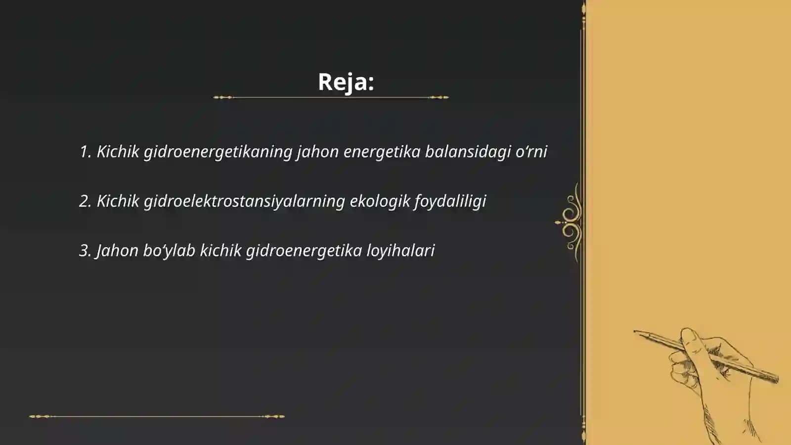 Kichik gidroenergetikaning o'rni 2