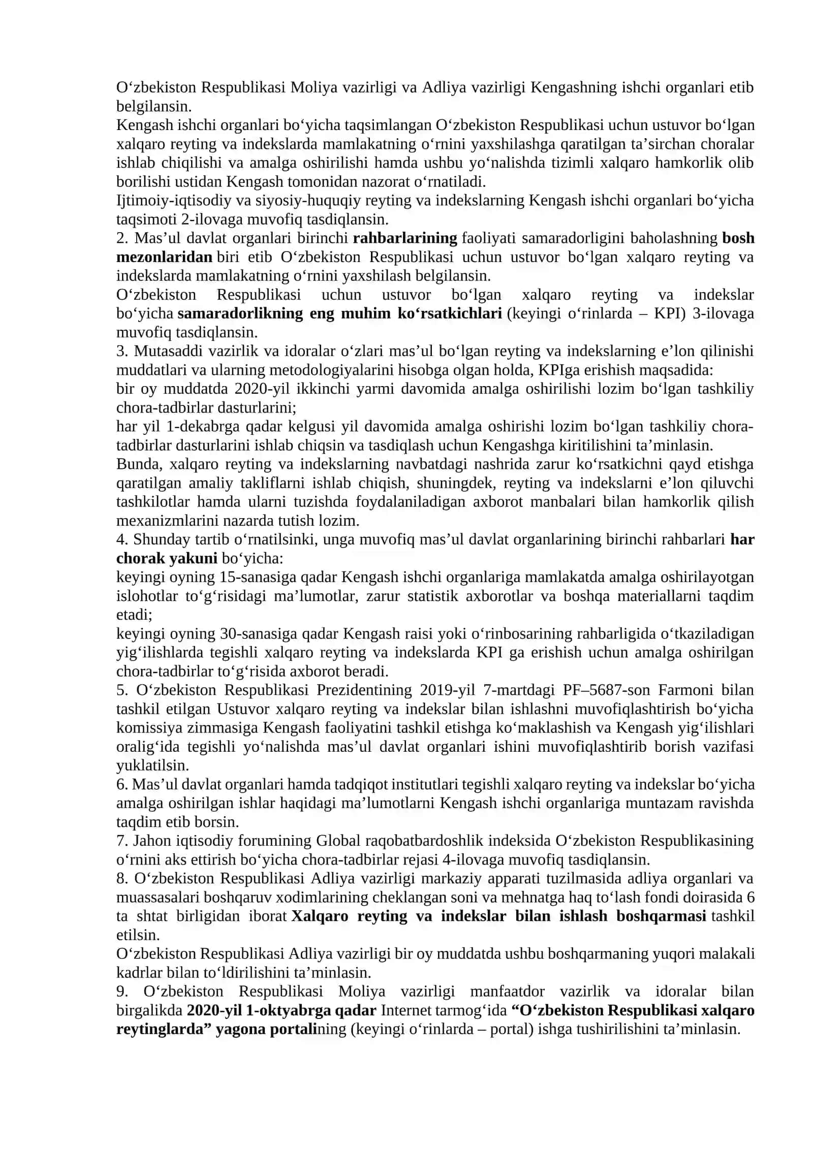 YANGI O‘ZBEKISTON IJTIMOIY-SIYOSIY, IQTISODIY VA MADANIY HAYOTIDA RO’Y BERAYOTGAN O’ZGARISHLARNING XALQARO REYTING VA INDEKSLARDA AKS ETISHI 2