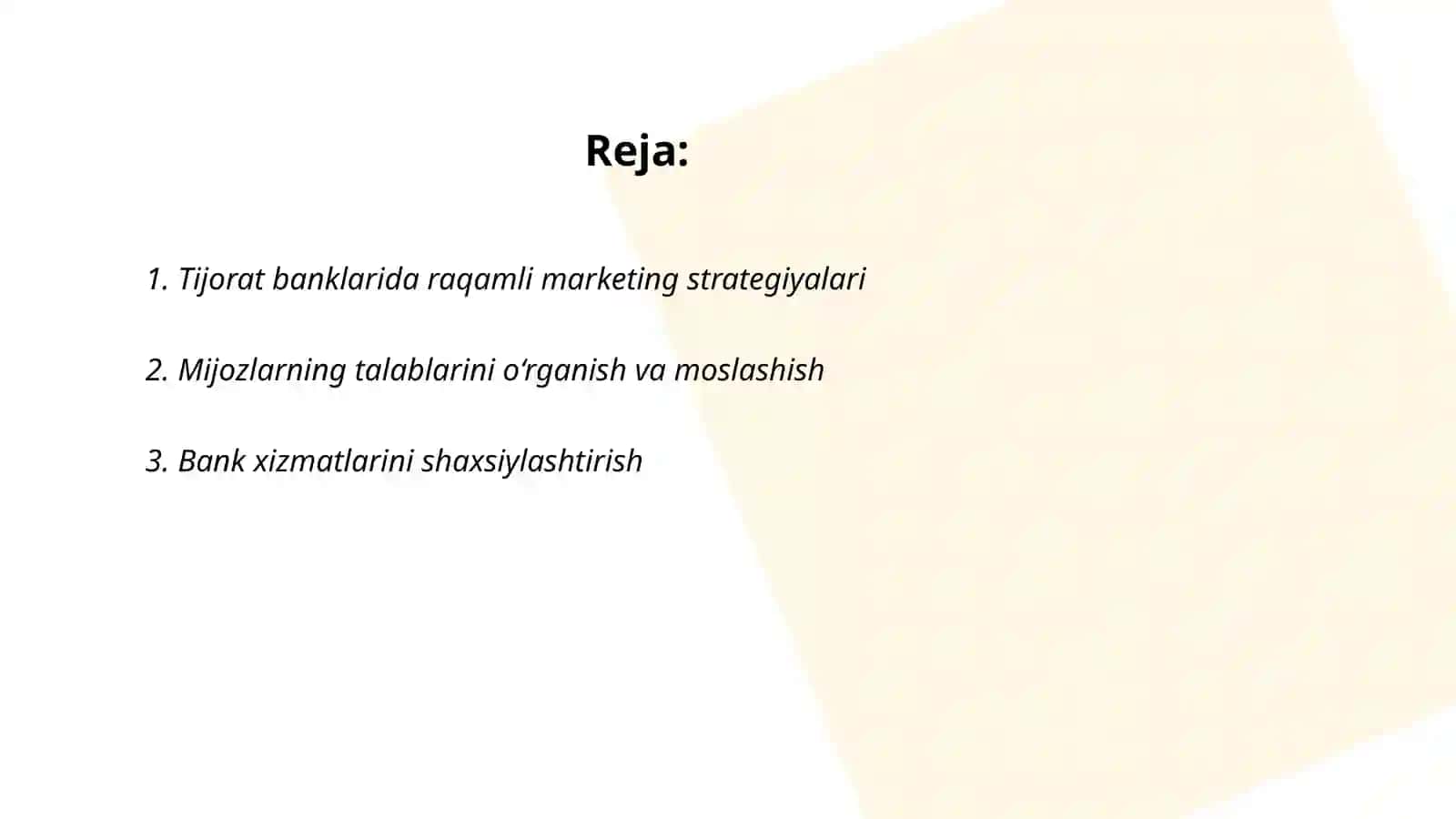 TIJORAT BANKLARIDA BANK MARKETINGGI VA MIJOZLAR ISHLASHNING INNOVATSION STRATEGIYALARI 2