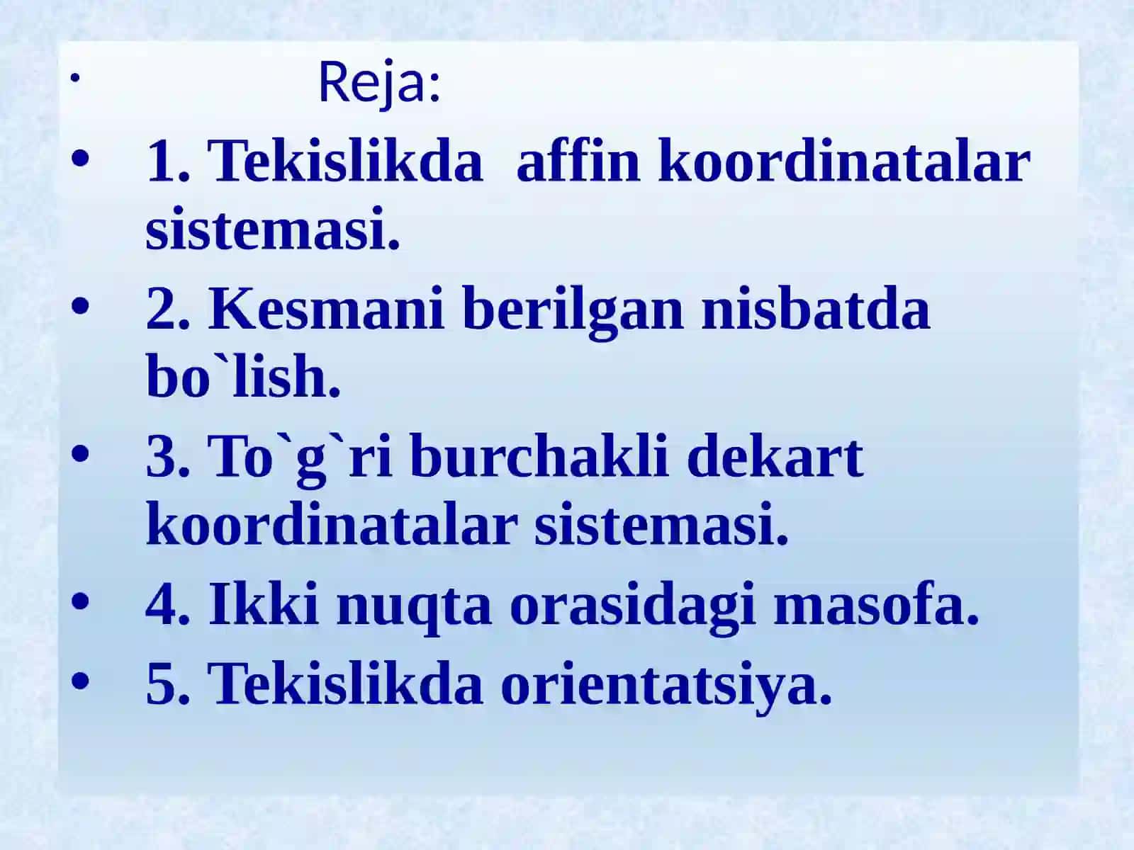 Tekislikdagi affin koordinatalar sistemas 2