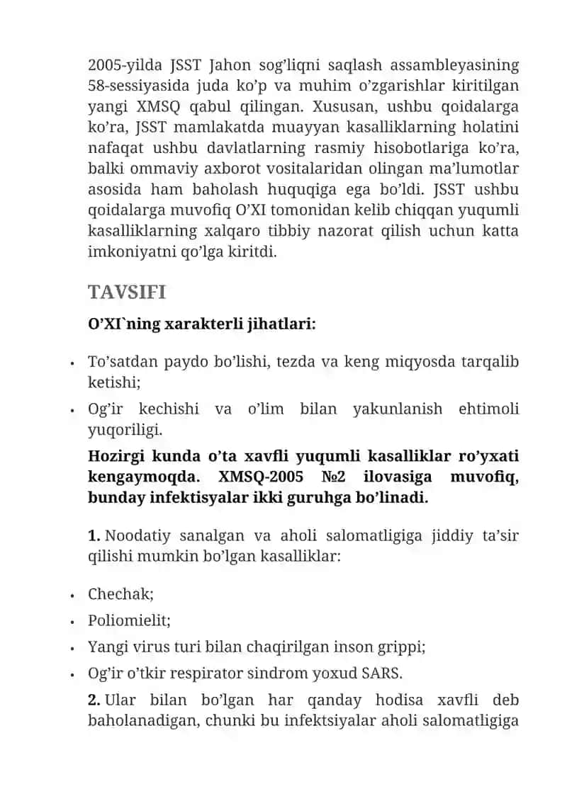 O’TA XAVFLI YUQUMLI KASALLIKLAR — TASNIFI, TURLARI, INFEKTSIYALAR TASHXISI VA PROFILAKTIKASI 2