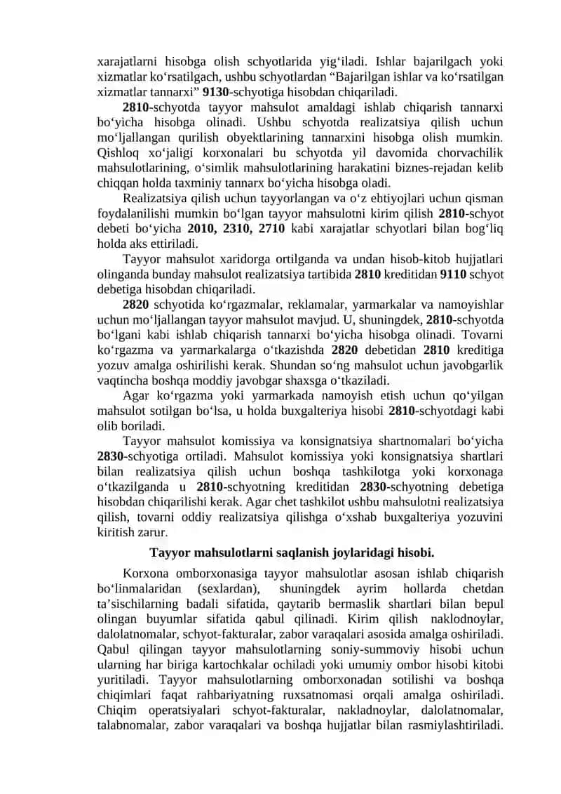 Tayyor mahsulotlarni qaytishini hisobga olish 2