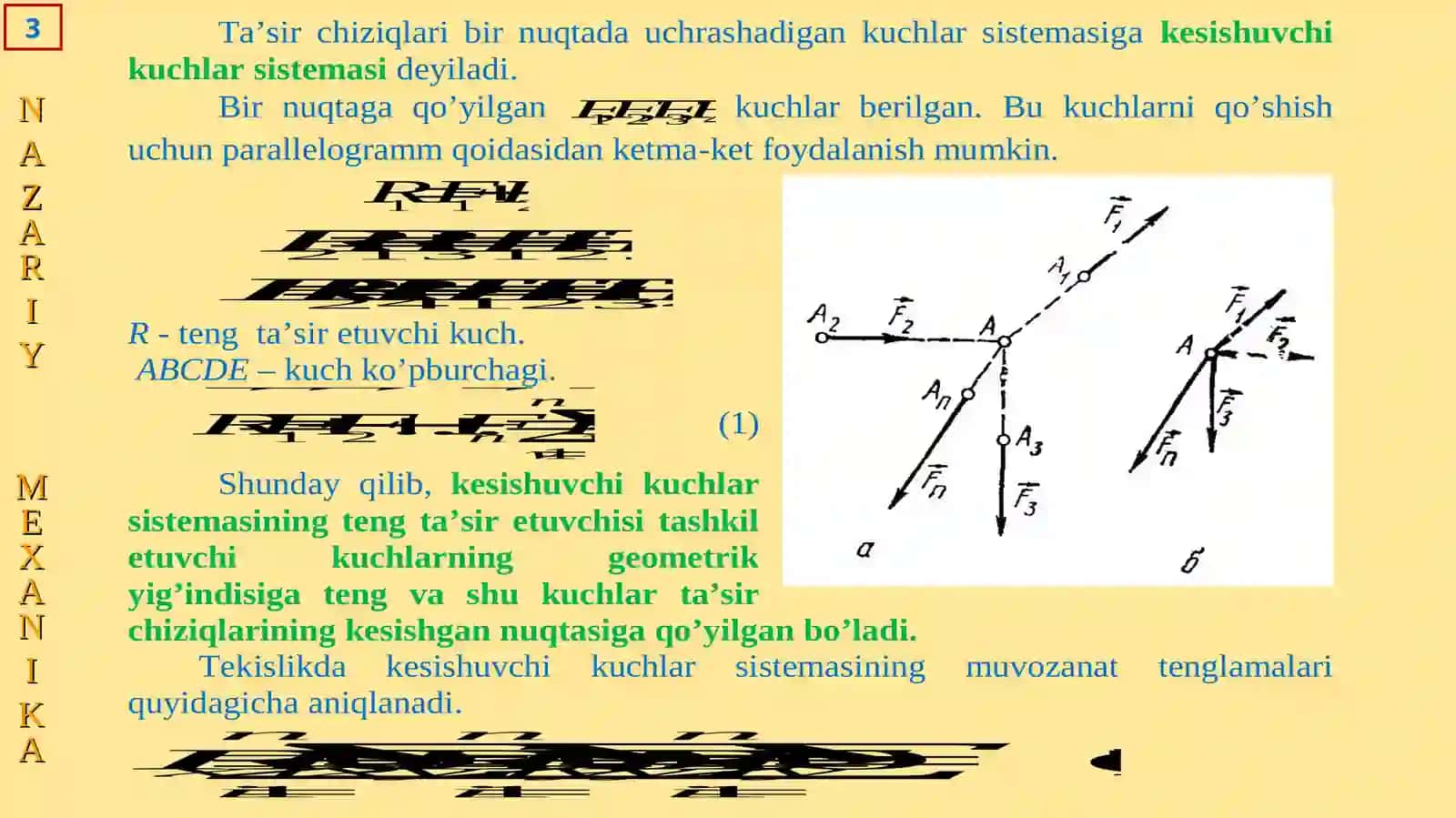 TEKISLIKDA TA’SIR CHIZIQLARI BIR NUQTADA KESISHUVCHI KUCHLAR SISTEMASI 2