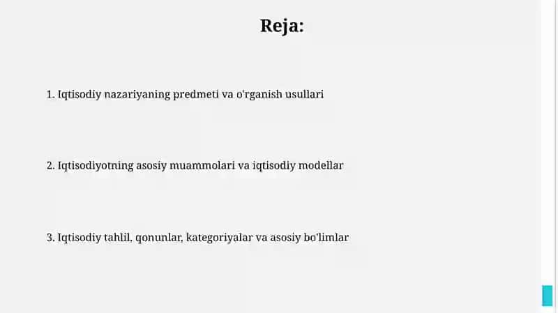 Iqtisodiyot nazariyasi fanining predmeti va o'rganish usullari 2