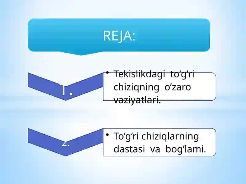 Tekislikdagito’g’richiziqningo’zarovaziyatlari.To’g’richiziqlarningdastasivabog’lami 2