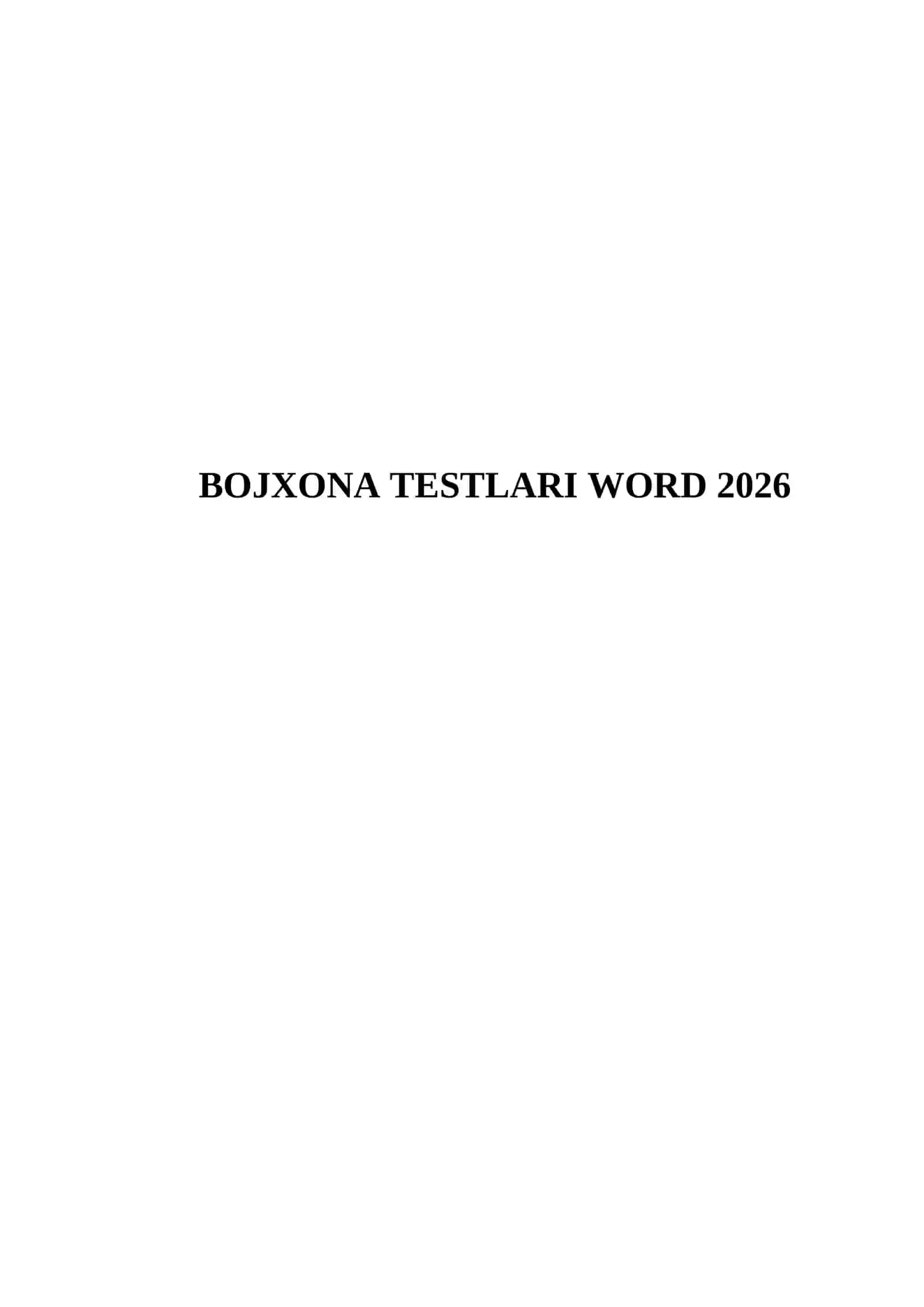 Bojxona testlari 2026 2