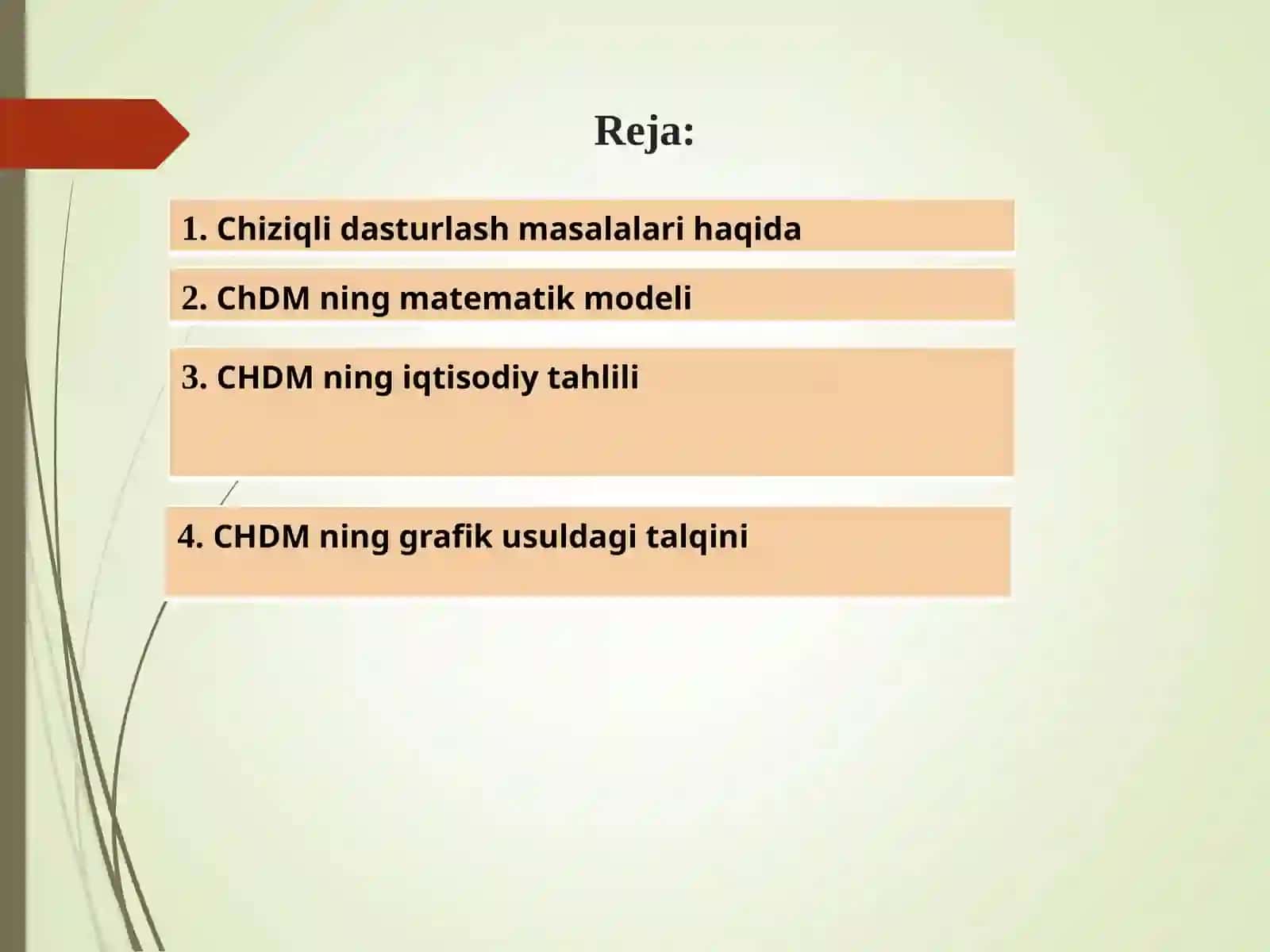 Chiziqli dasturlash masalalarining matematik modellari, iqtisodiy tahlili. Maqsad funksiyasi. Egizak masala. 2