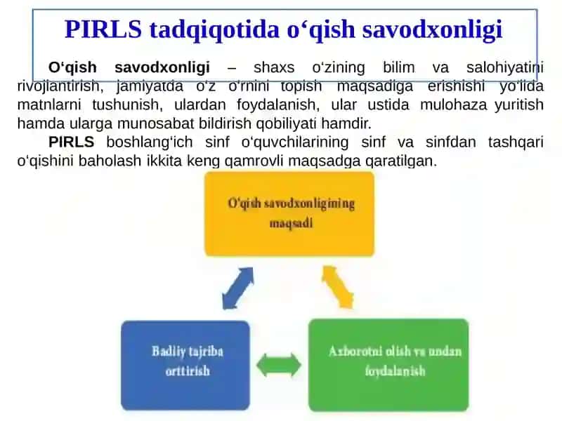 PIRLS tadqiqotida o'qish savodxonligi 2