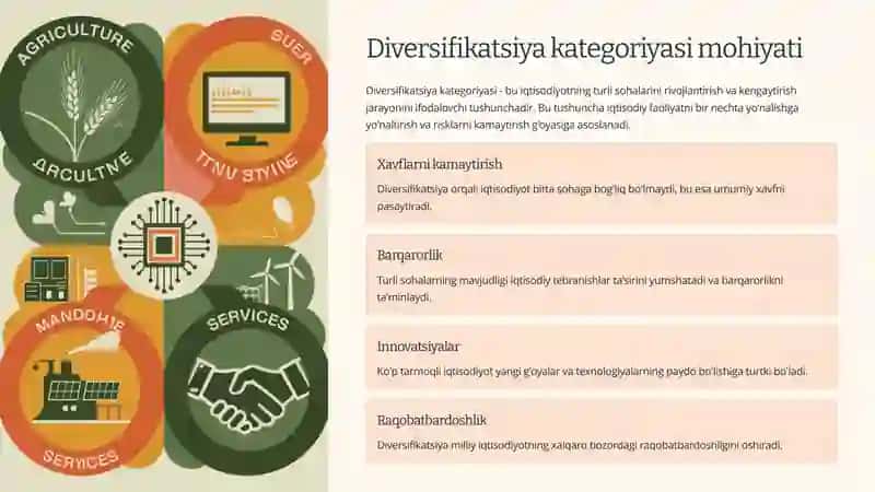 Iqtisodiyotni diversifikatsiyalashning nazariy jihatlari va omillari 2