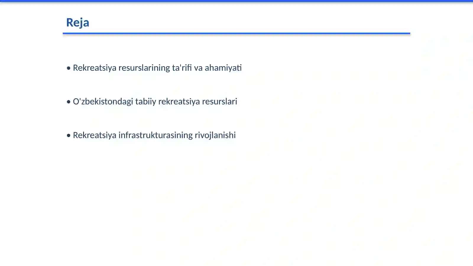 Rekreatsiya resurslarining rivojlanishi 2