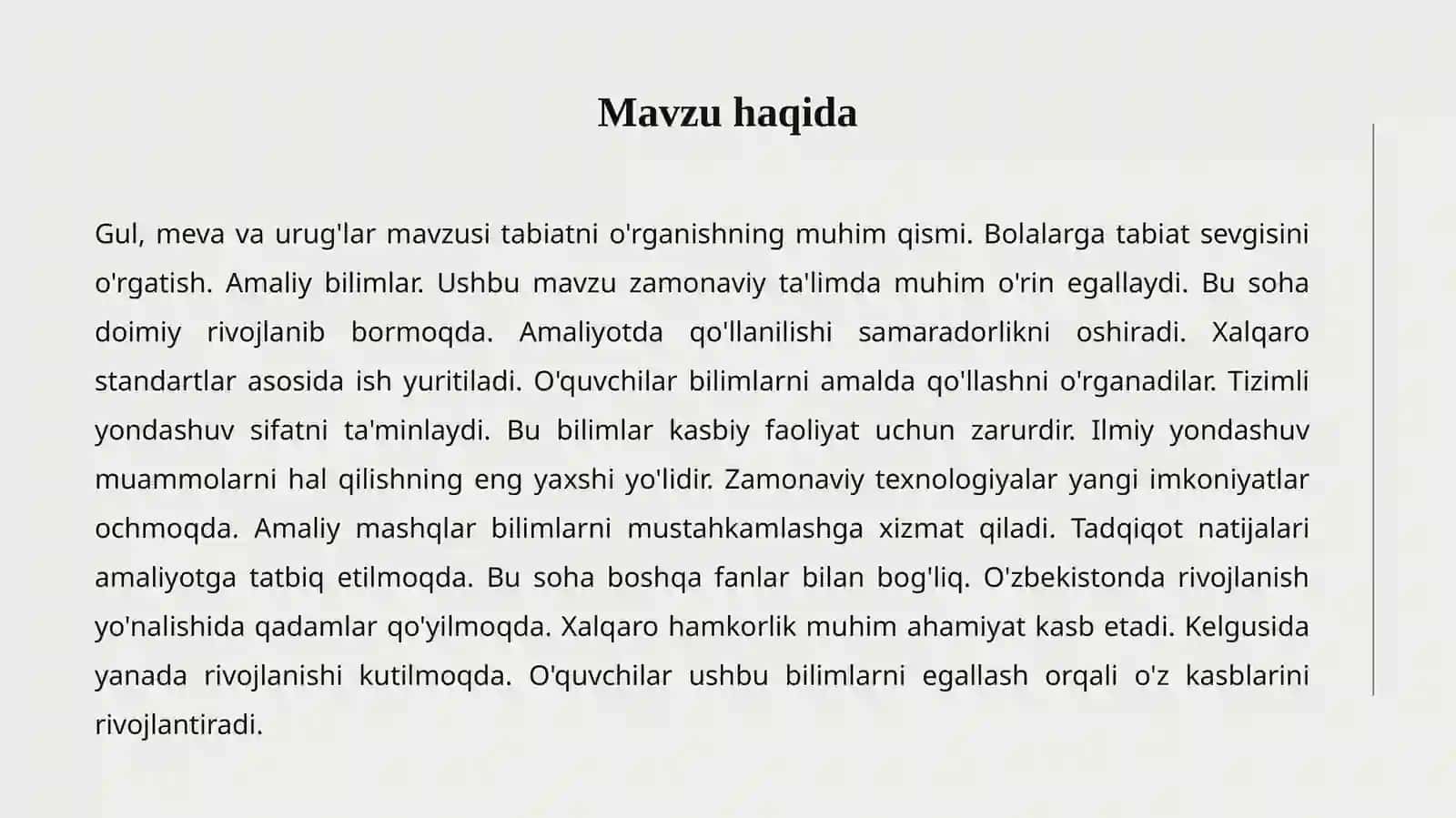Gul, Meva va Urug'lar 2