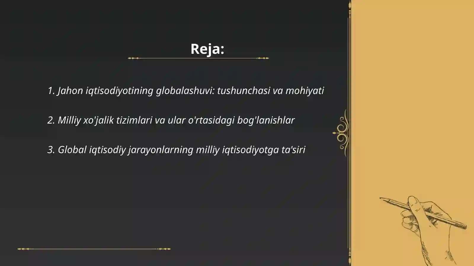 Jahon iqtisodiyoti globalashuvining milliy xo'jalik tizimlariga ta'siri 2