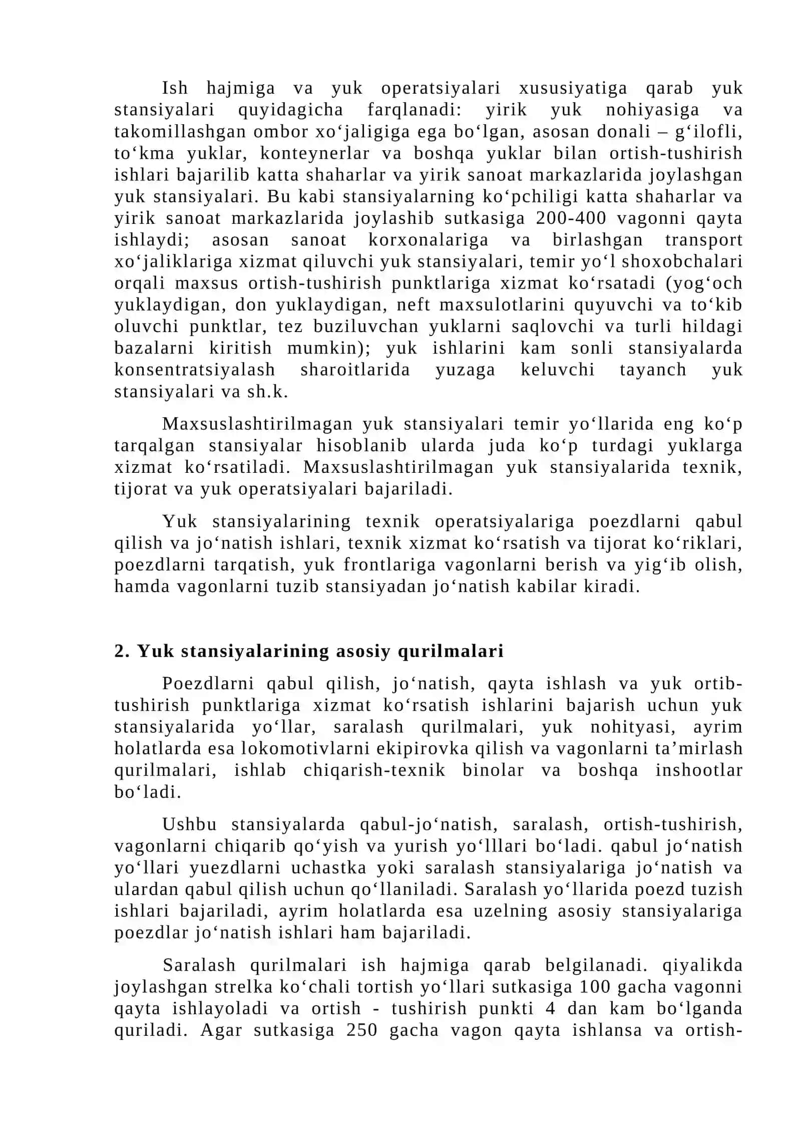 11-mavzu. Yuk bekatlari, vazifasi va turlari. Umumfoydalanuvli yuk bekat chizmalari va ishini tashkil qilish asoslari. Yuk bekatlarida harakat xavfsizligi ta’minoti 2