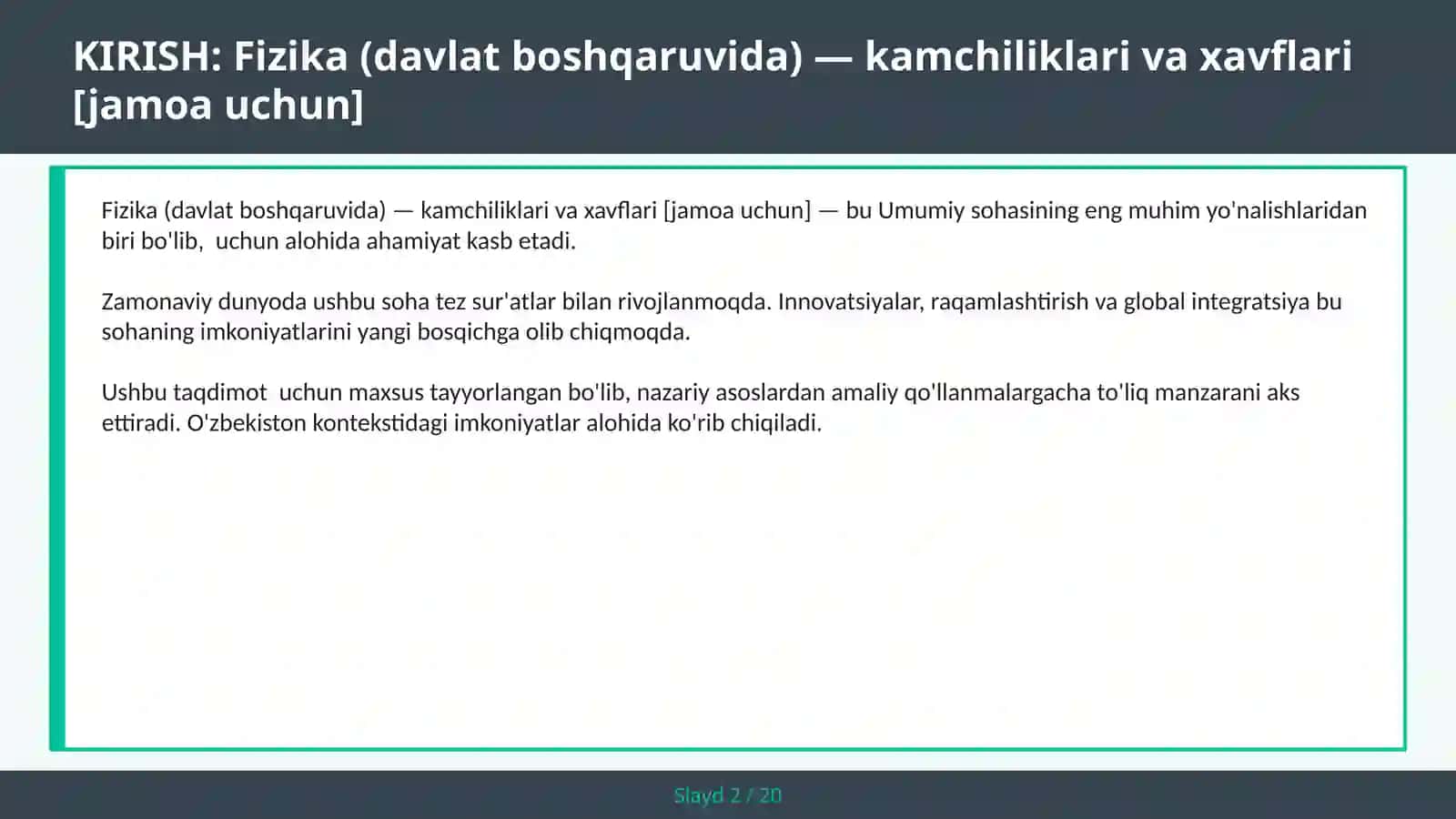 Fizika (davlat boshqaruvida) - kamchiliklari va xavflari [jamoa uchun] 2