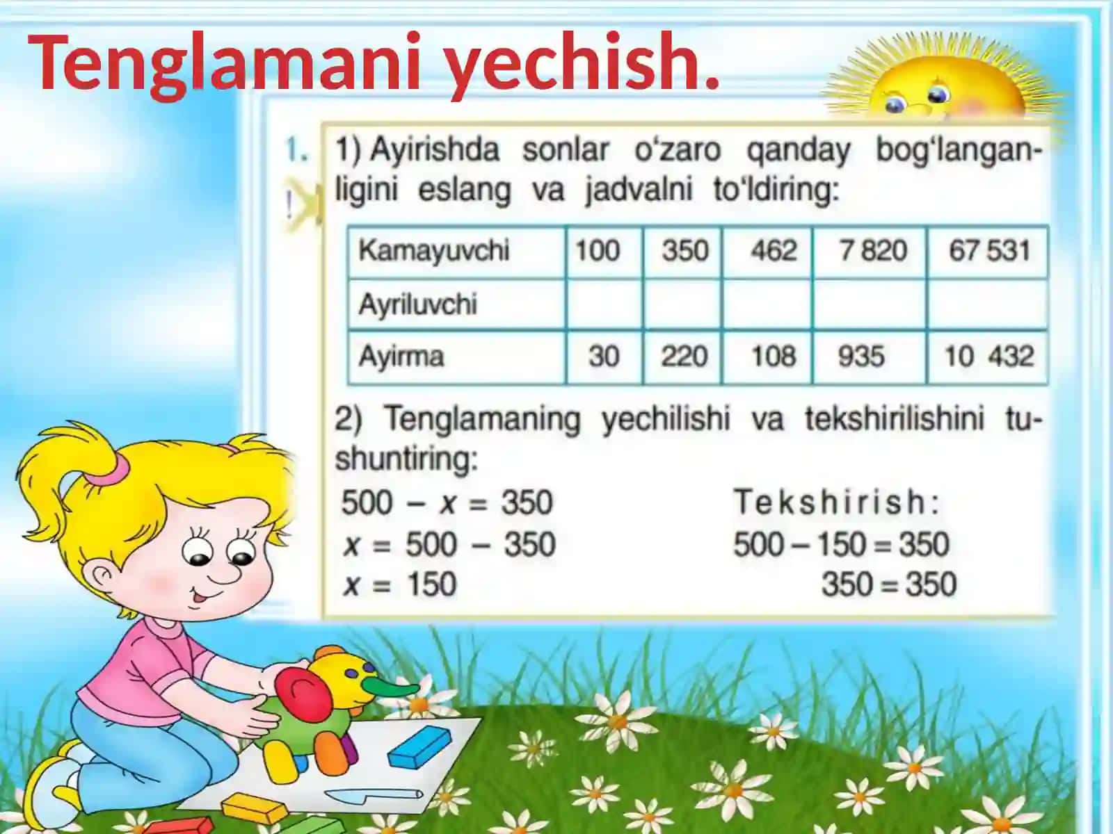 "Tenglamalar" taqdimoti 2