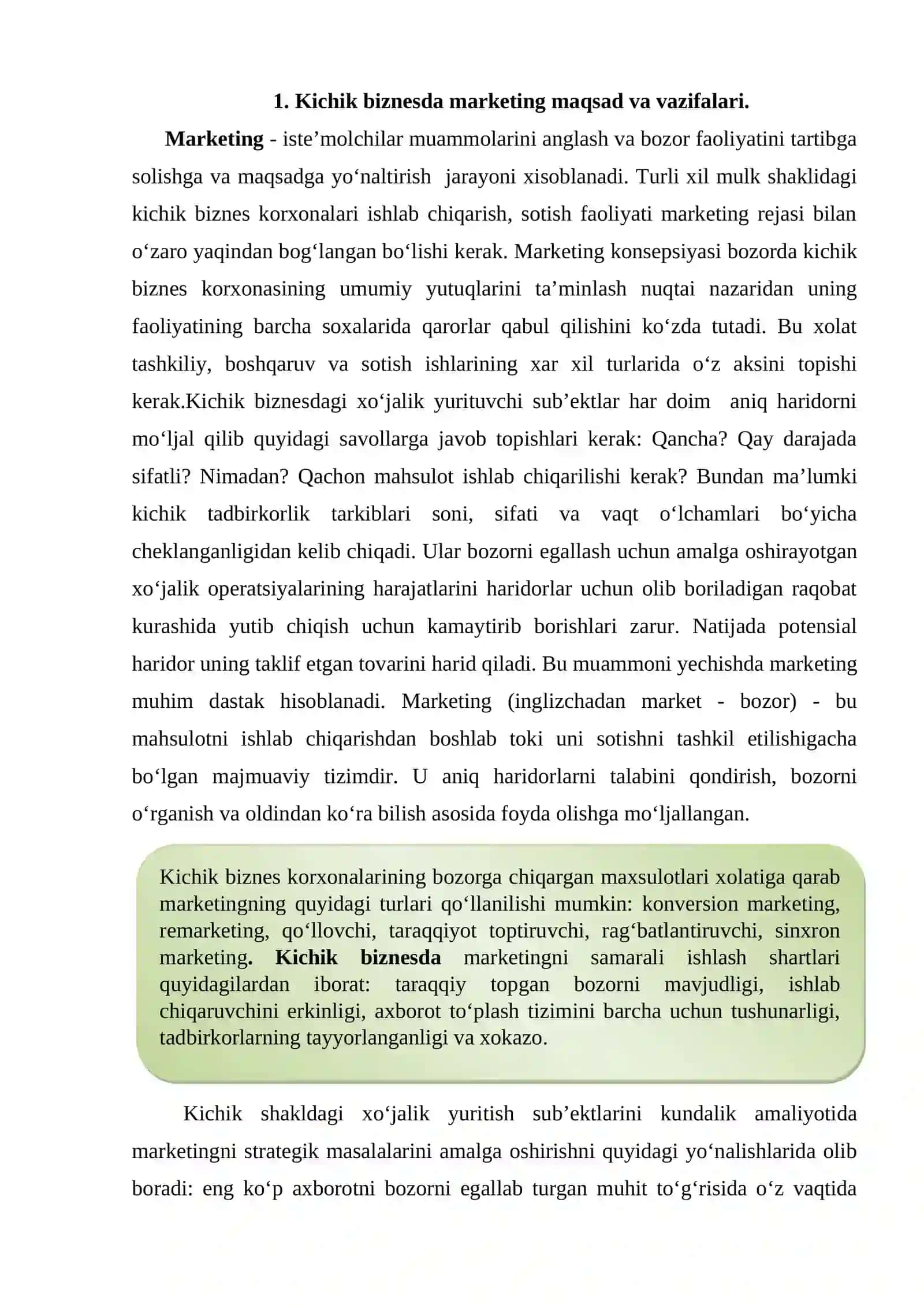 Kichik biznesda marketing 2