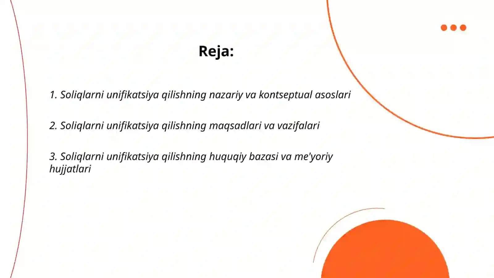 SOLIQLARNI UNIFIKATSIYA QILISH 2