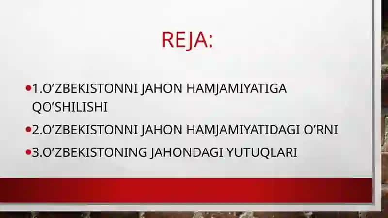 O’zbekistonni jahon  hamjamiyatiga kirib borishi 2