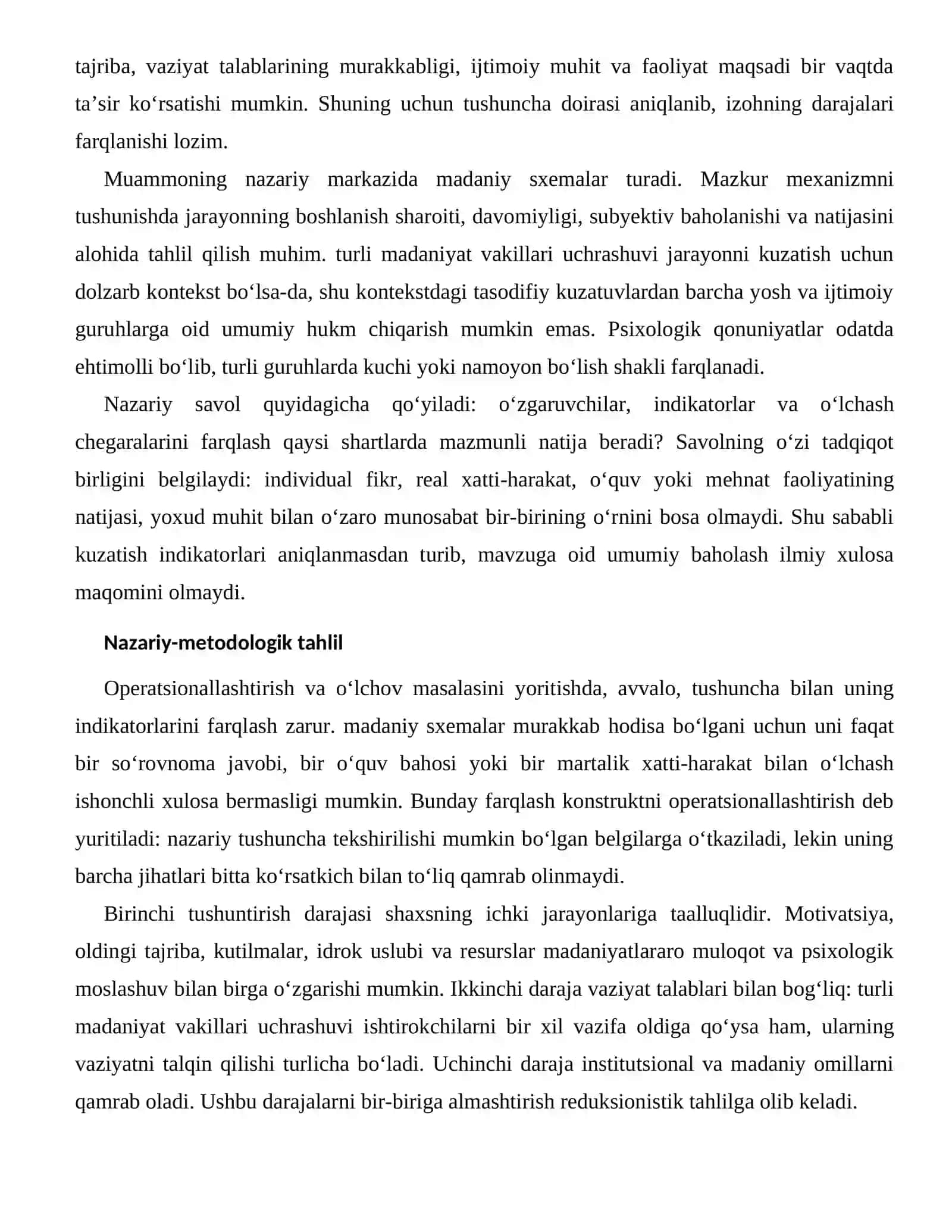 MADANIYATLARARO MULOQOT VA PSIXOLOGIK MOSLASHUVNING BAHOLASH VA DIAGNOSTIKA MASALALARI 2