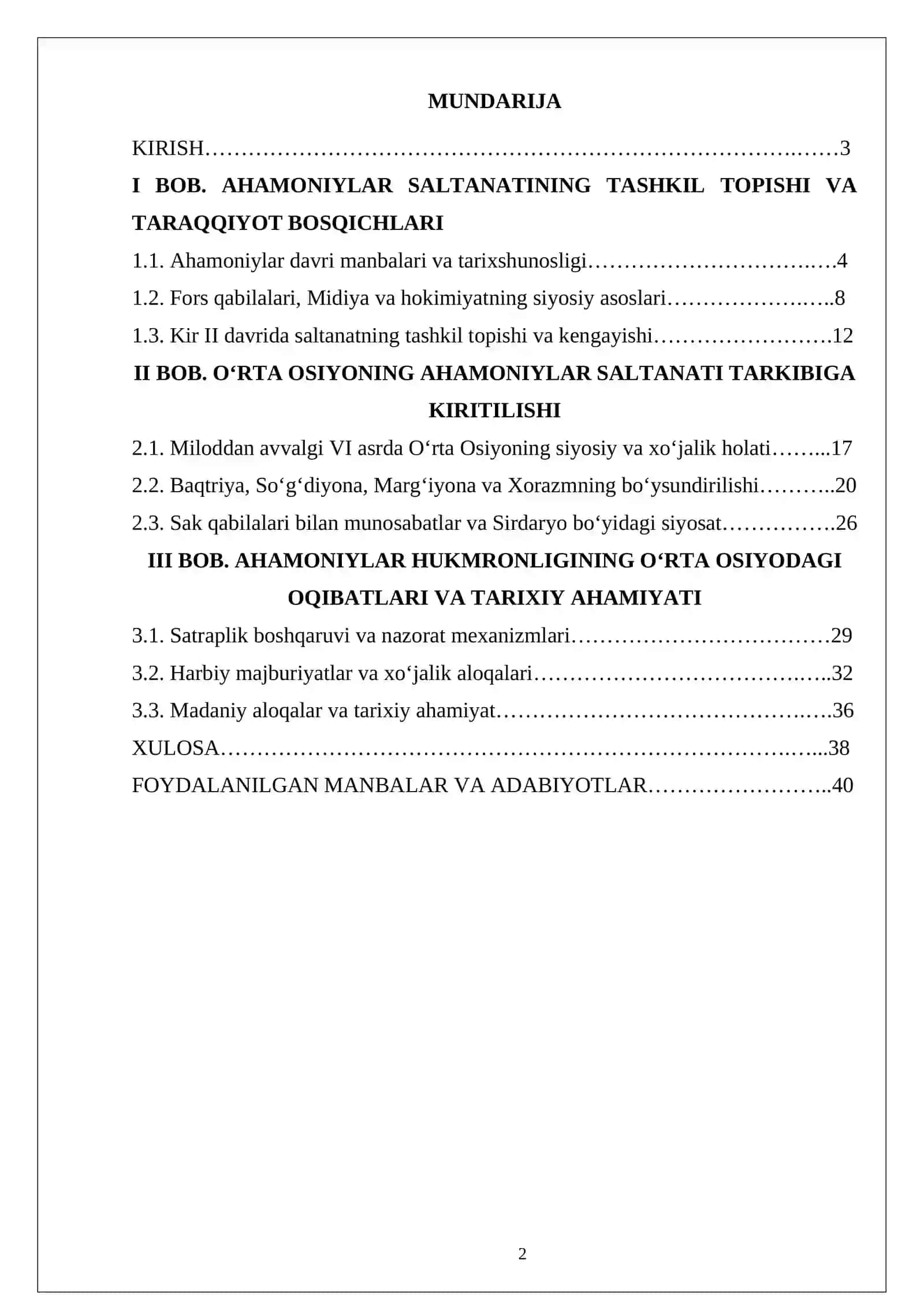Ahamoniylar saltanatining tashkil topishi va O‘rta Osiyoning bosib olinishi 2