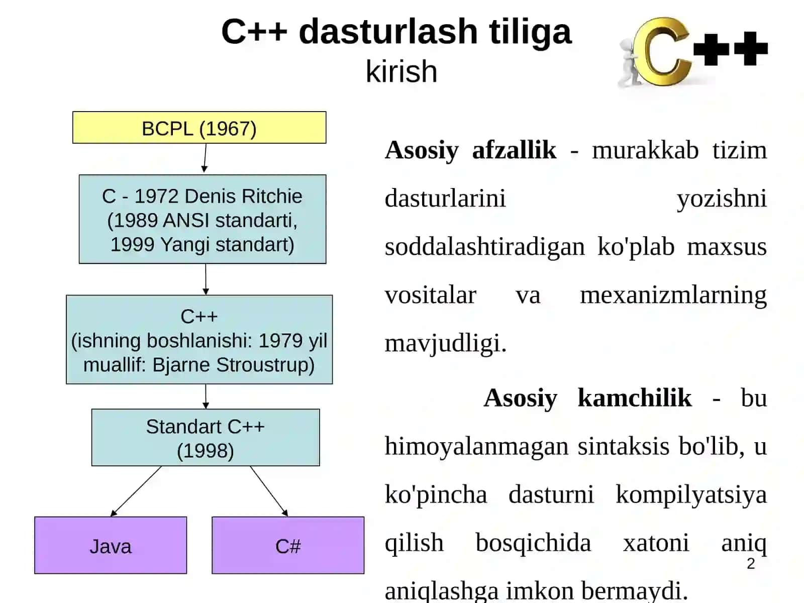 C++ dasturlash tili haqida malumot 2