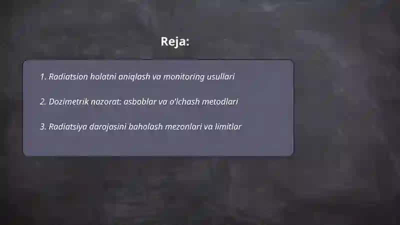 Favqulodda vaziyatnu baholash radiatsion holat 2