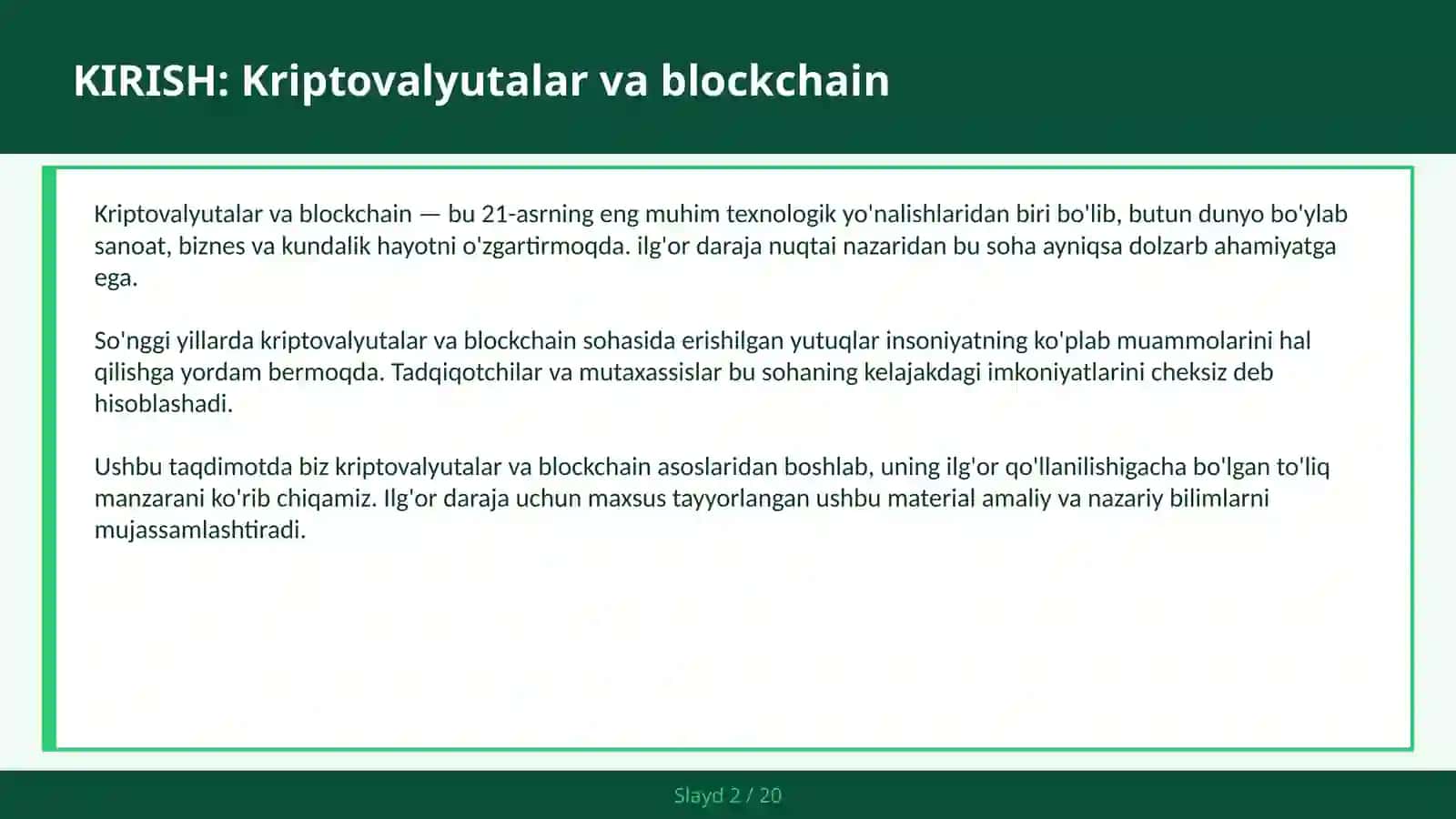 KRIPTOVALYUTALAR VA BLOCKCHAIN 2