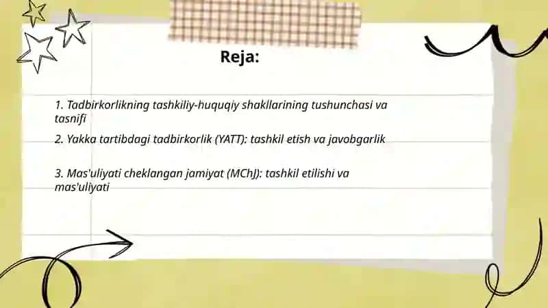 Tadbirkorlikning tashkiliy-huquqiy shakllari 2