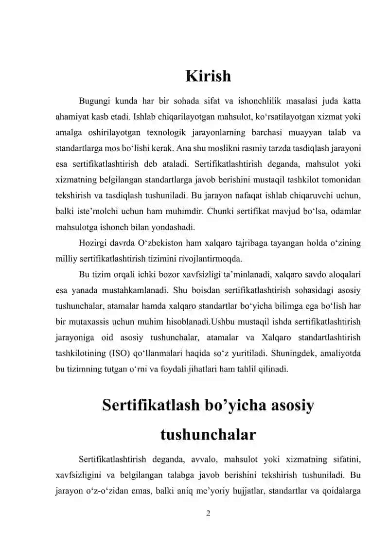Sertifikatlashtirish. Asosiy tushunchalar va atamalar 2