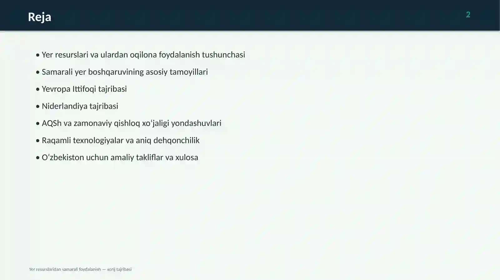 Yer Resurslaridan Samarali Foydalanish 2