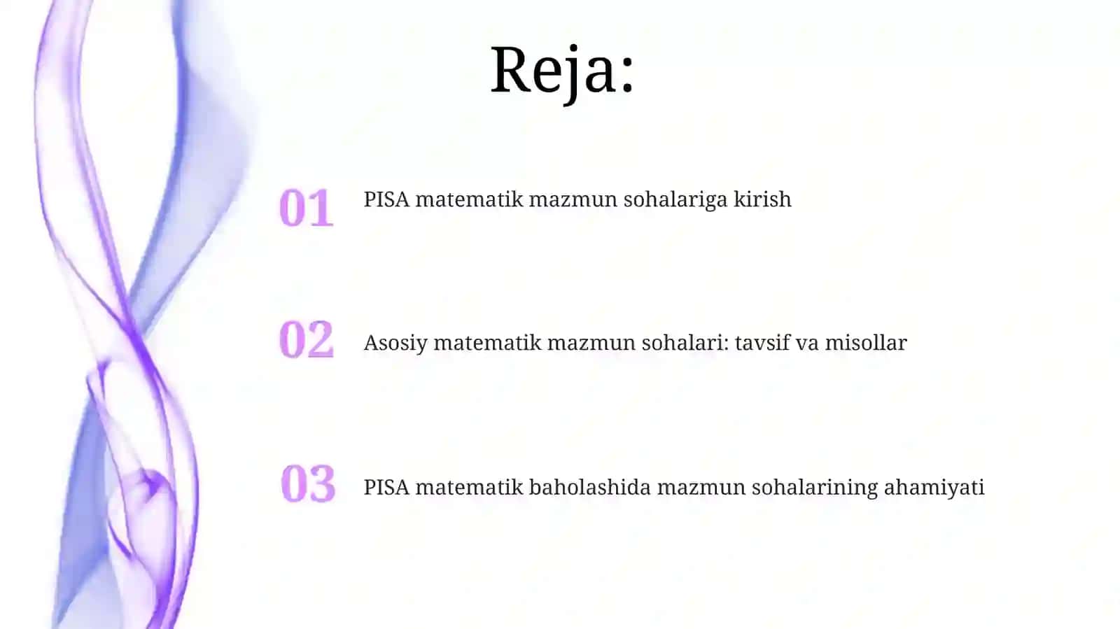 PISA xalqaro baholash dasturida matematikaga oid mazmun sohalari 2