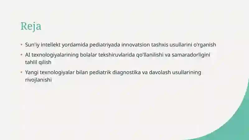 Sun'iy intellekt yordamida pediatriyada innovatsion tashxis usullarini o'rganish 2