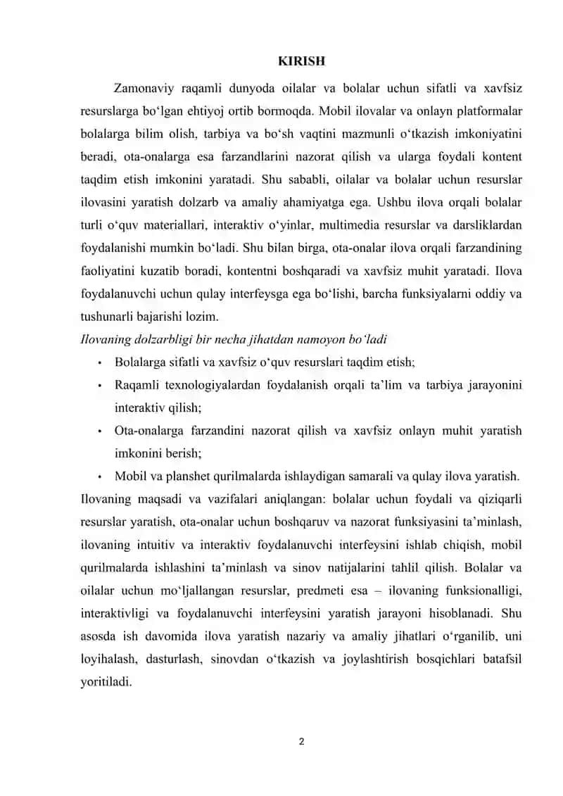 Oila va bolalar uchun resurslar ilovasini yaratish 2