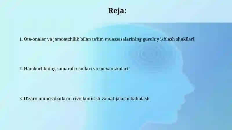 Ota-onalar va jamoatchilik bilan ta'lim muassasalarining guruhiy ishlash shakllari 2