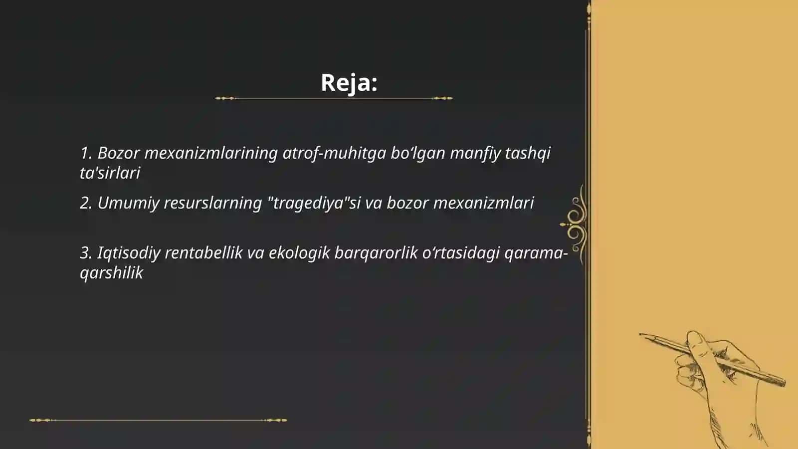Bozor mexanizmlarini va atrof-muhit o‘rtasidagi o‘zaro qarama qarshliklari 2