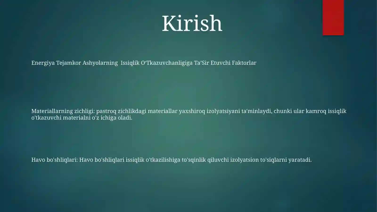 Energiya Tejamkor Ashyolarining Issiqlik O‘Tkazuvchanligiga Ta’Sir Etuvchi Faktorlar 2