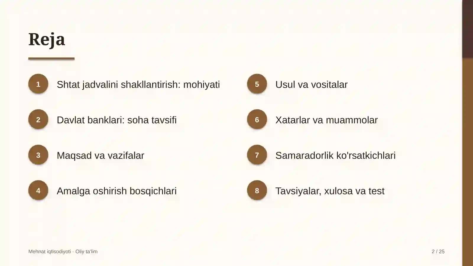 Davlat banklarida shtat jadvalini shakllantirish 2