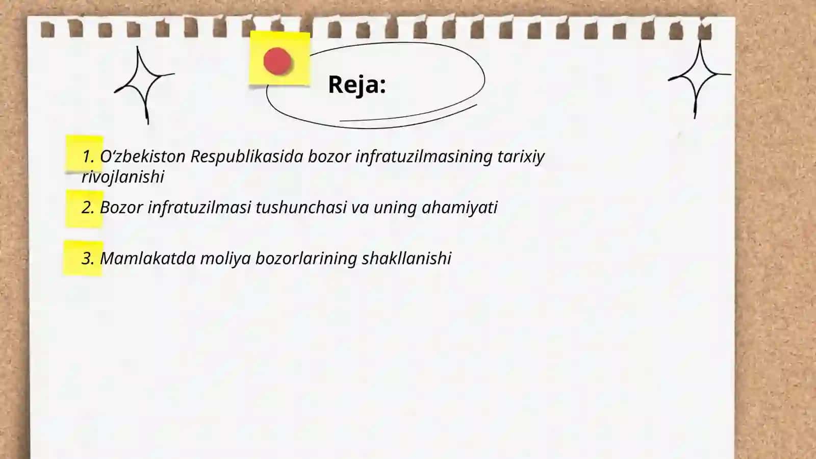 O’zbekiston Respublikasida bozor infratuzilmasining shakllanishi 2
