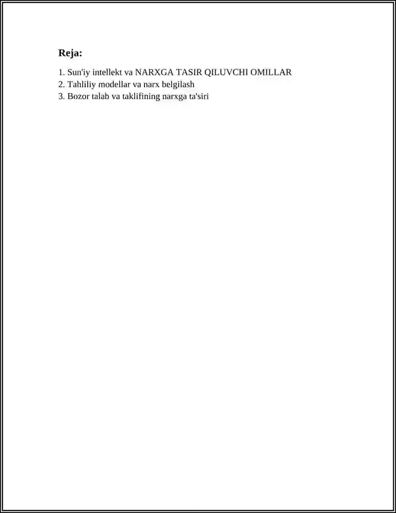 Sun'iy intellekt va Narxga Tasir Qiluvchi Omillar 2