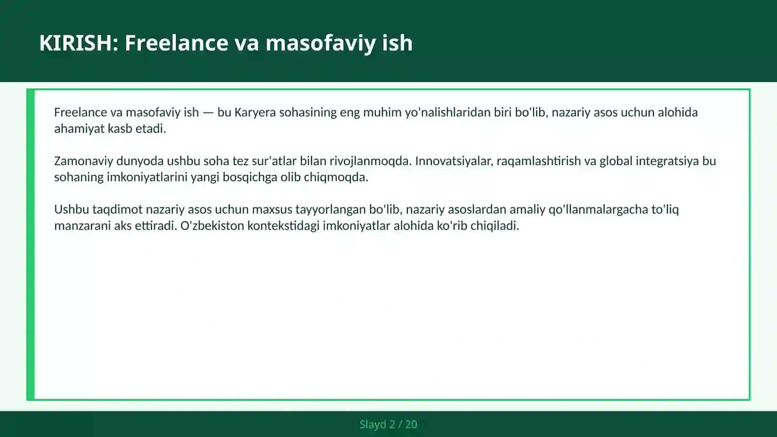 FREELANCE VA MASOFAVIY ISH 2