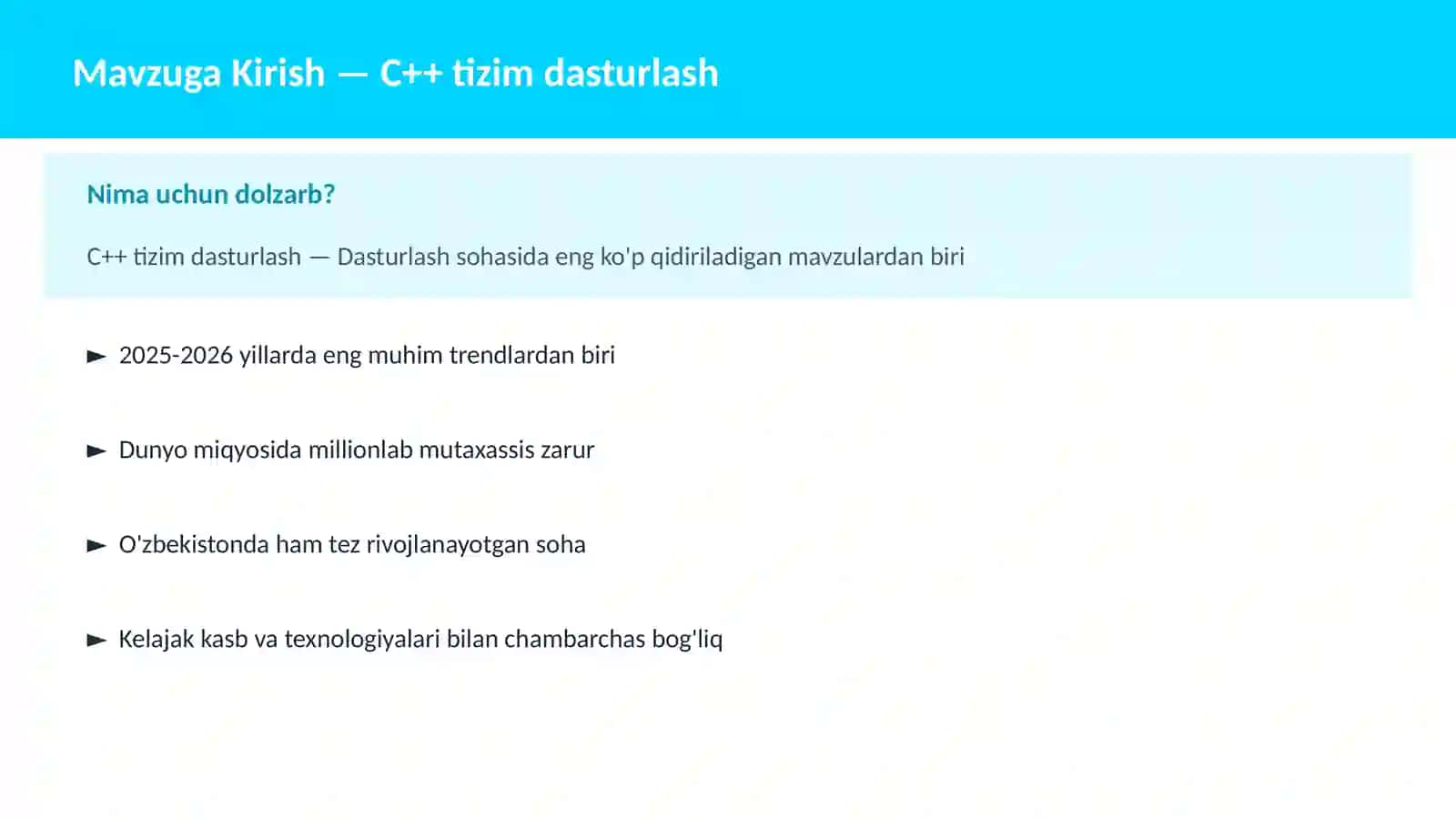 C++ VA TIZIM DASTURLASH 2