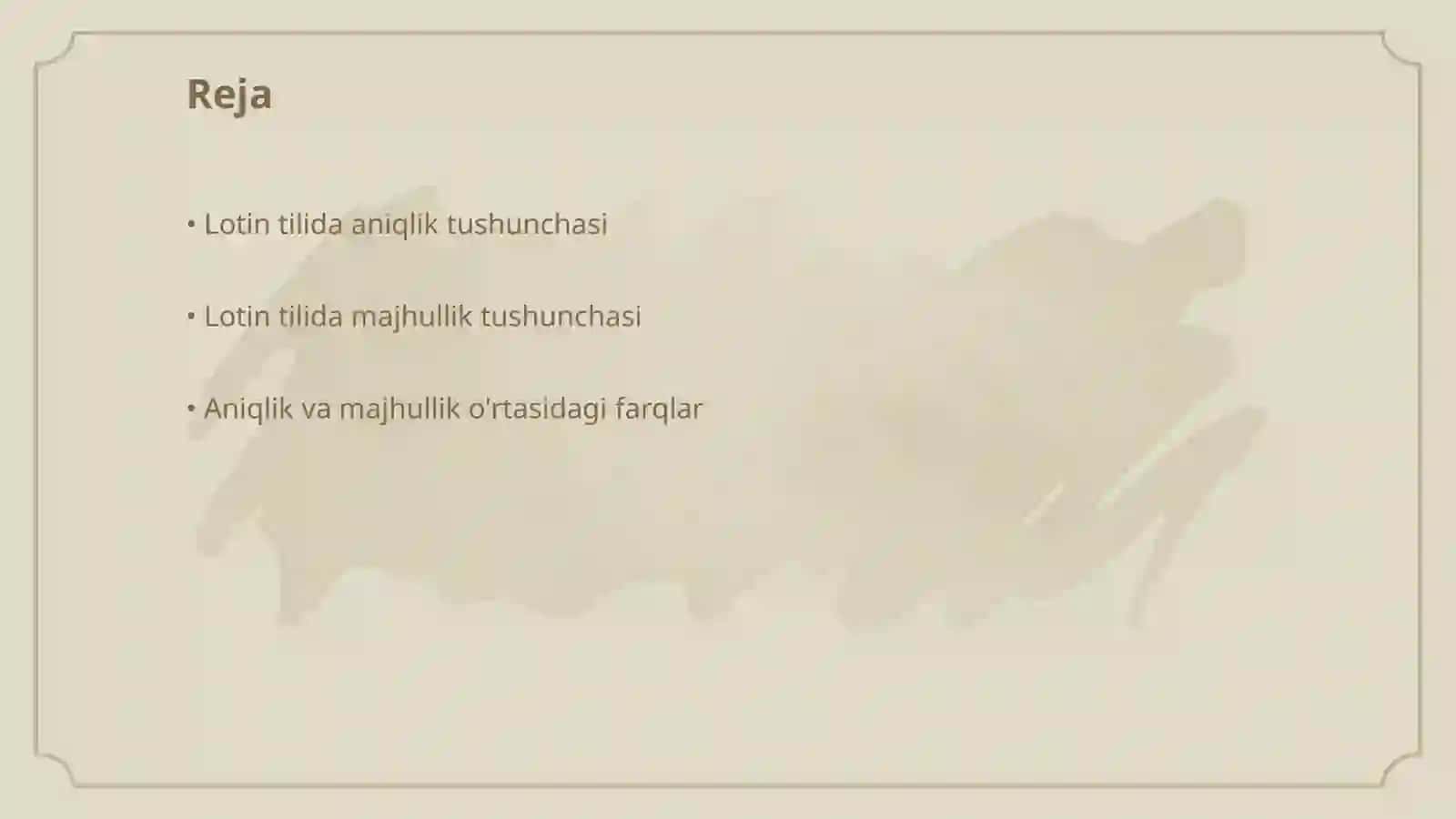 Aniqlik va majhullik nisbatlari lotin tilida 2