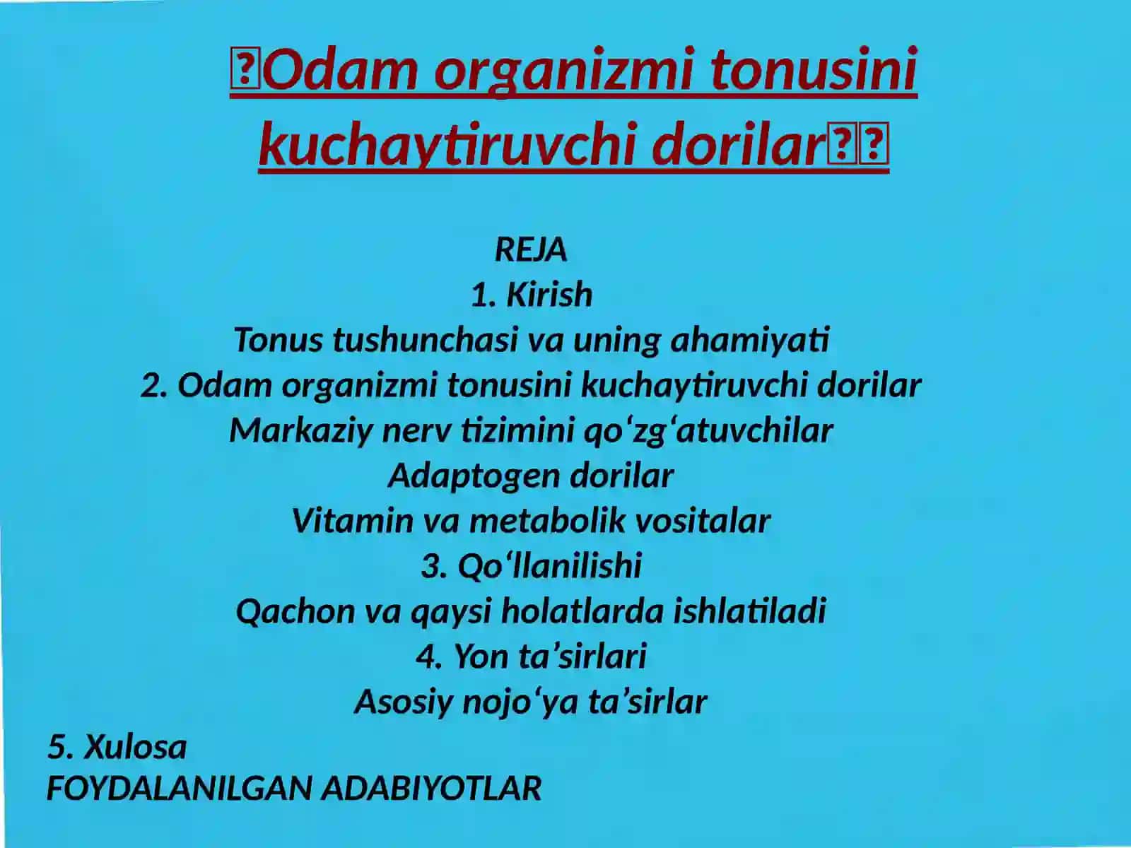 FARMAKOLOGIYA FANIDAN MUSTAQIL ISH 2