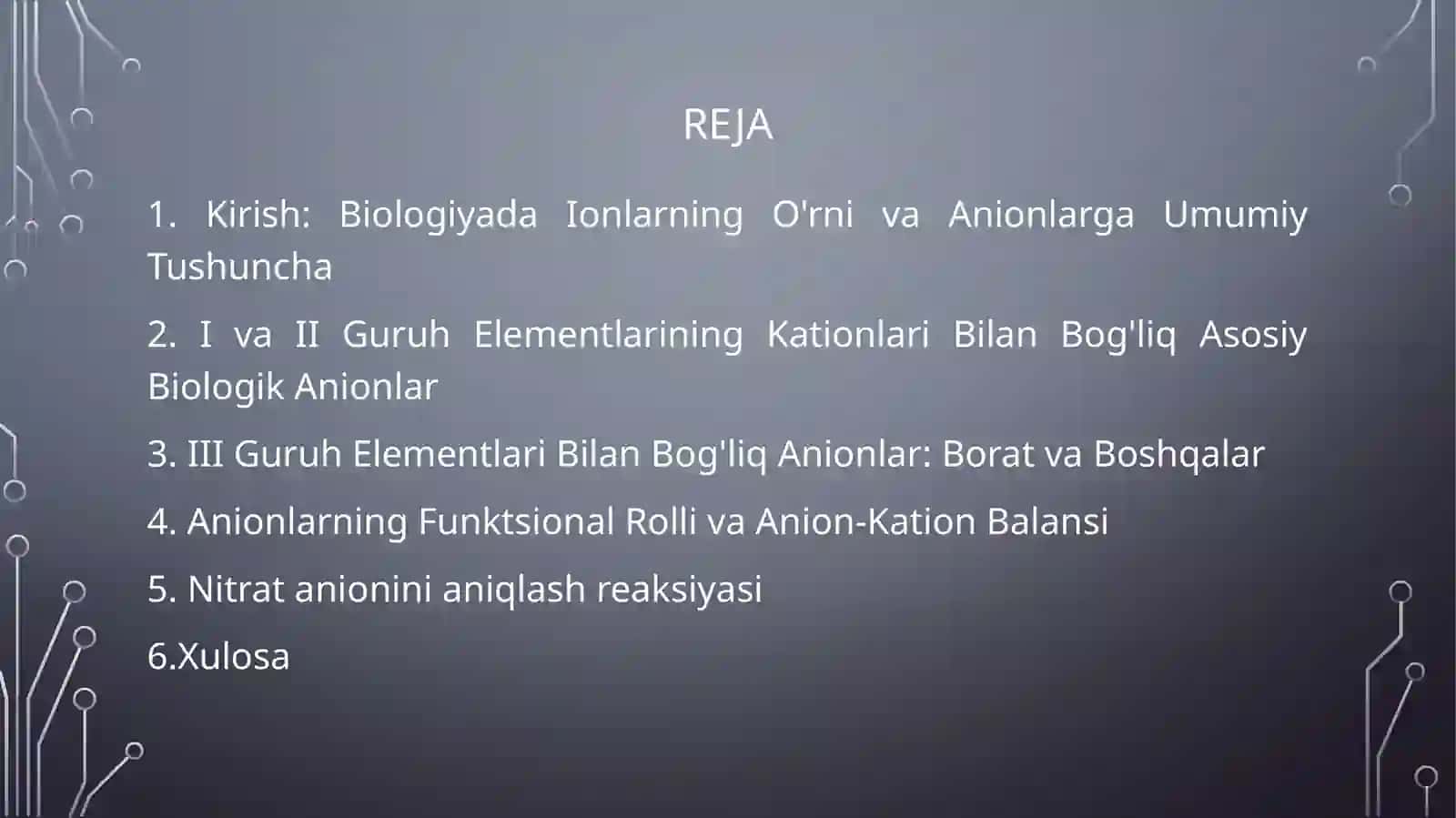 Kimyoviy elementlar: II, III guruh anionlari 2