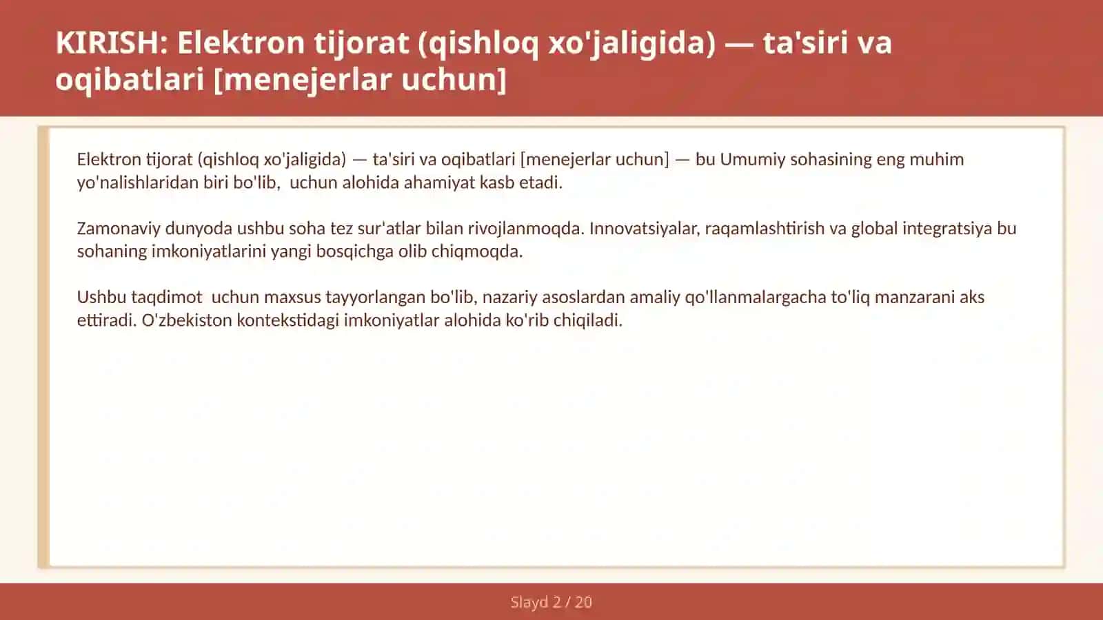 Elektron tijorat (qishloq xo'jaligida) — ta'siri va oqibatlari [menejerlar uchun] 2