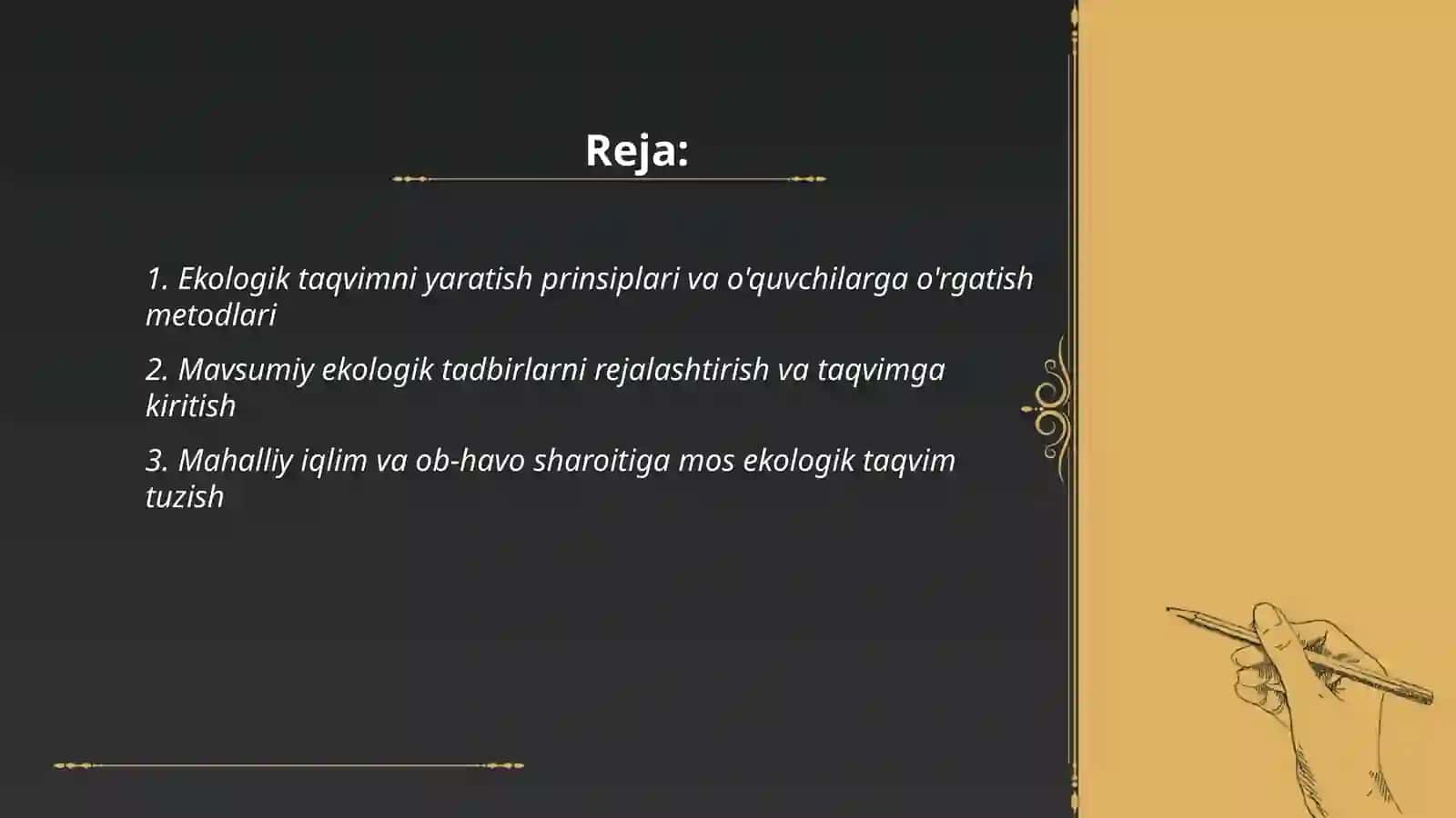 Ekologik taqvimni yaratish prinsiplari va o'quvchilarga o'rgatish metodlari 2