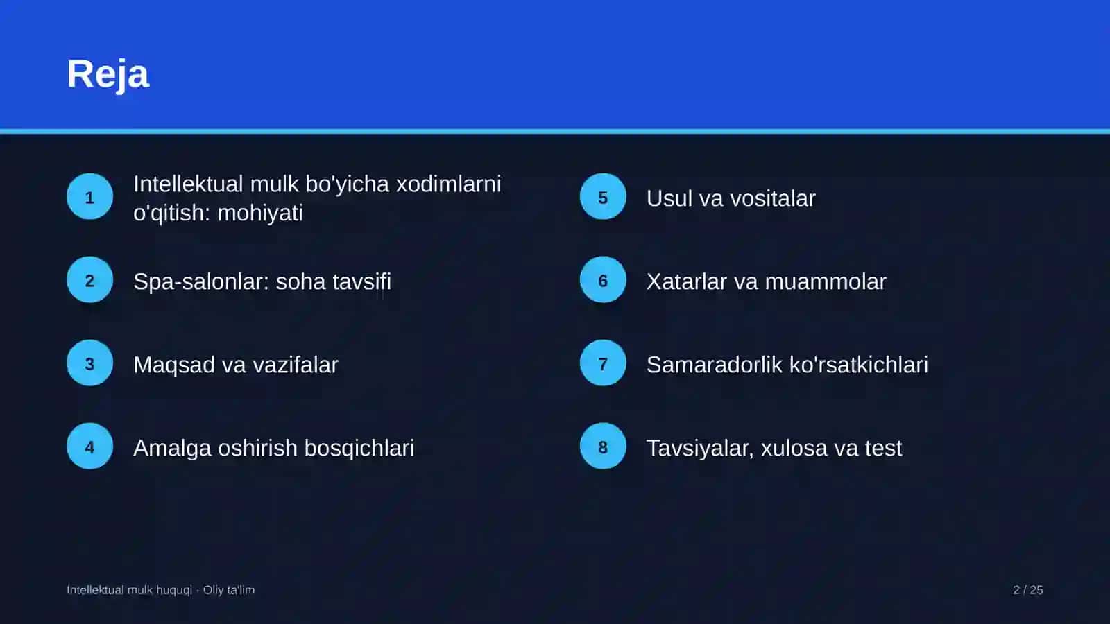 spa salonlarda intellektual mulk bo'yicha xodimlarni o'qitish 5134 2