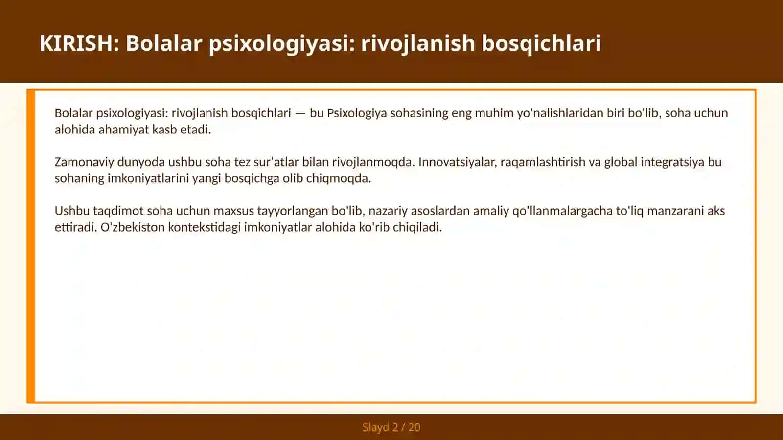 Bolalar psixologiyasi: rivojlanish bosqichlari 2